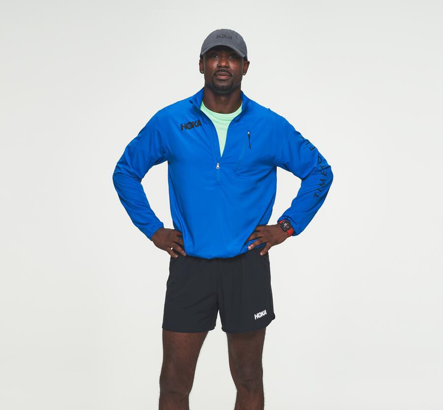 Hoka One One Wind-Resistant - Men Jackets - Blue,Australia LSO-347192